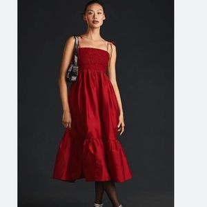 NWOT Dhruv Kapoor Smocked Cerise Dress